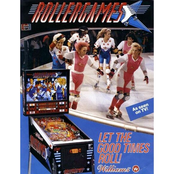RollerGames Pinball FLYER NOS Art Hot Flash T-Birds Roller Derby Games - Picture 1 of 2